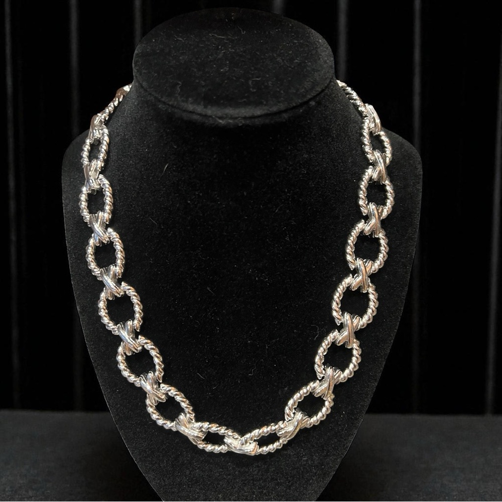 Nina Ricci Silver Tone Twisted Chain Necklace